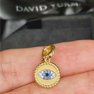 Brand new in box David Yurman 18k gold evil eye amulet enhancer.